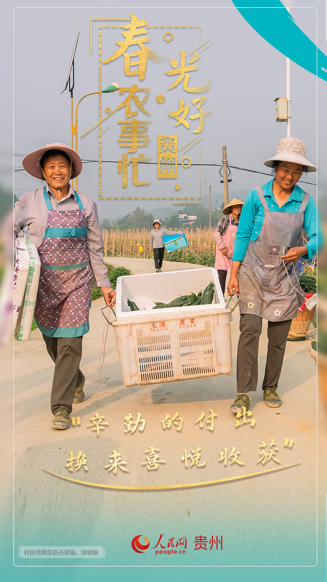 “辛勤的付出 換來喜悅收獲”。