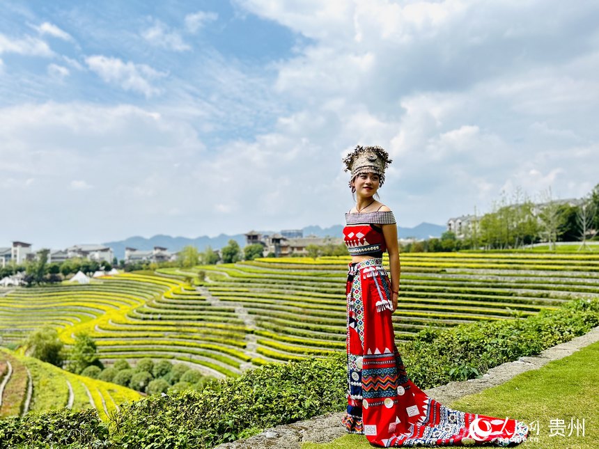 “城中花海梯田”，吸引了眾多游客前來觀賞打卡。人民網(wǎng) 敖嘉鈺攝