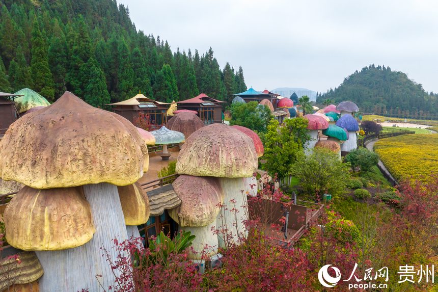 航拍景區(qū)內(nèi)的主題酒店。人民網(wǎng)記者 涂敏攝