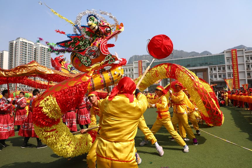 石阡仡佬毛龍節(jié)活動現(xiàn)場。石阡縣融媒體中心供圖